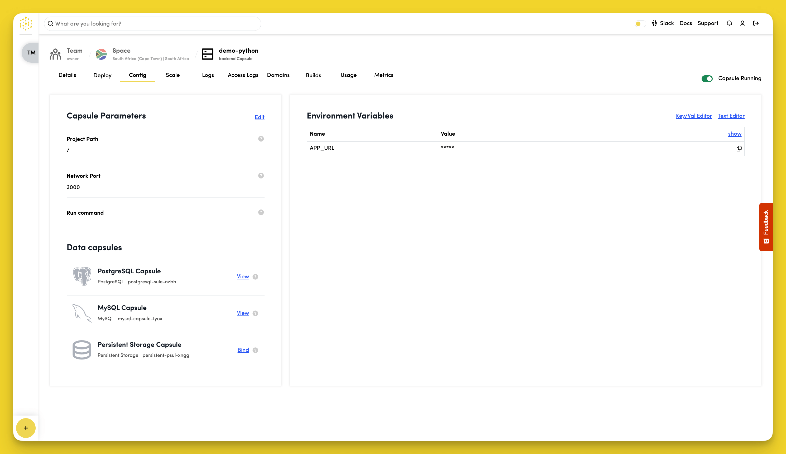 Configure Backend Capsule
