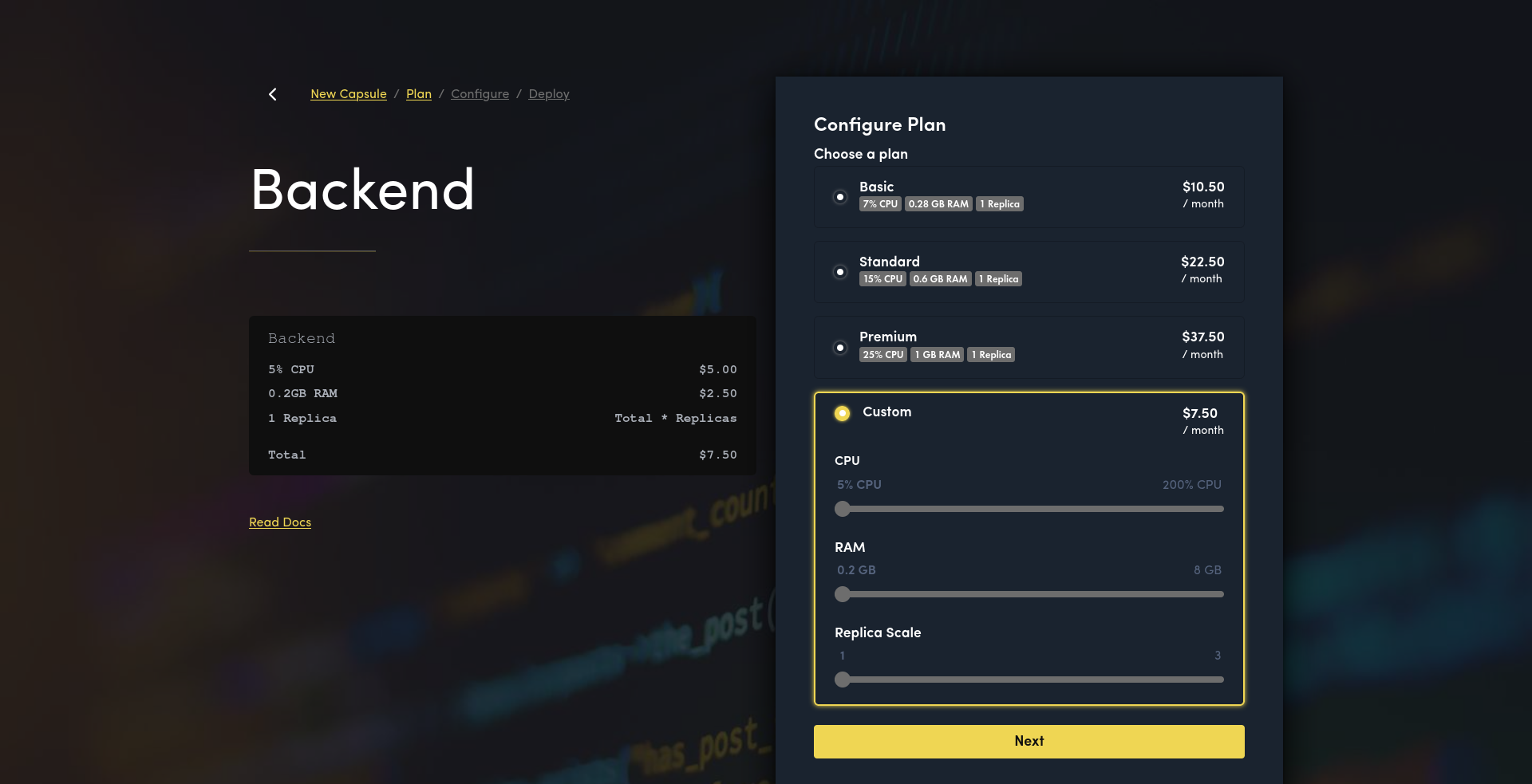 Code Capsules Capsule size
