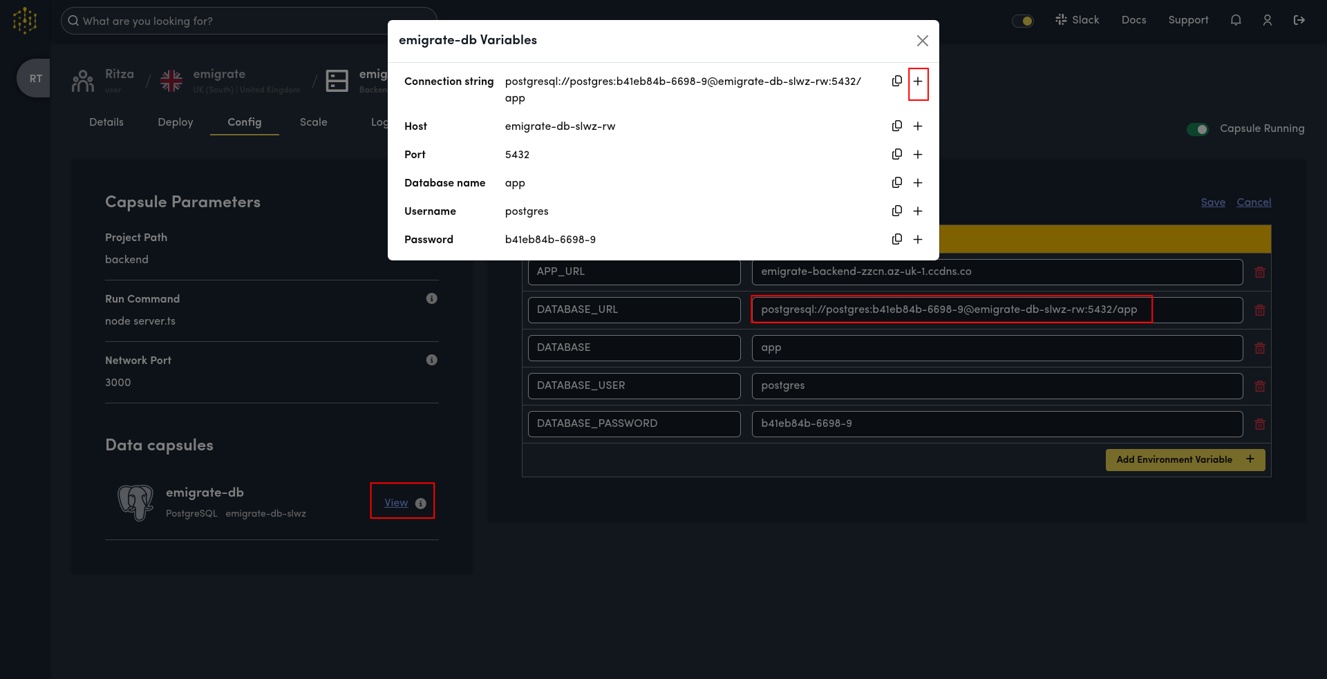 Code Capsules Capsule config values from another capsule