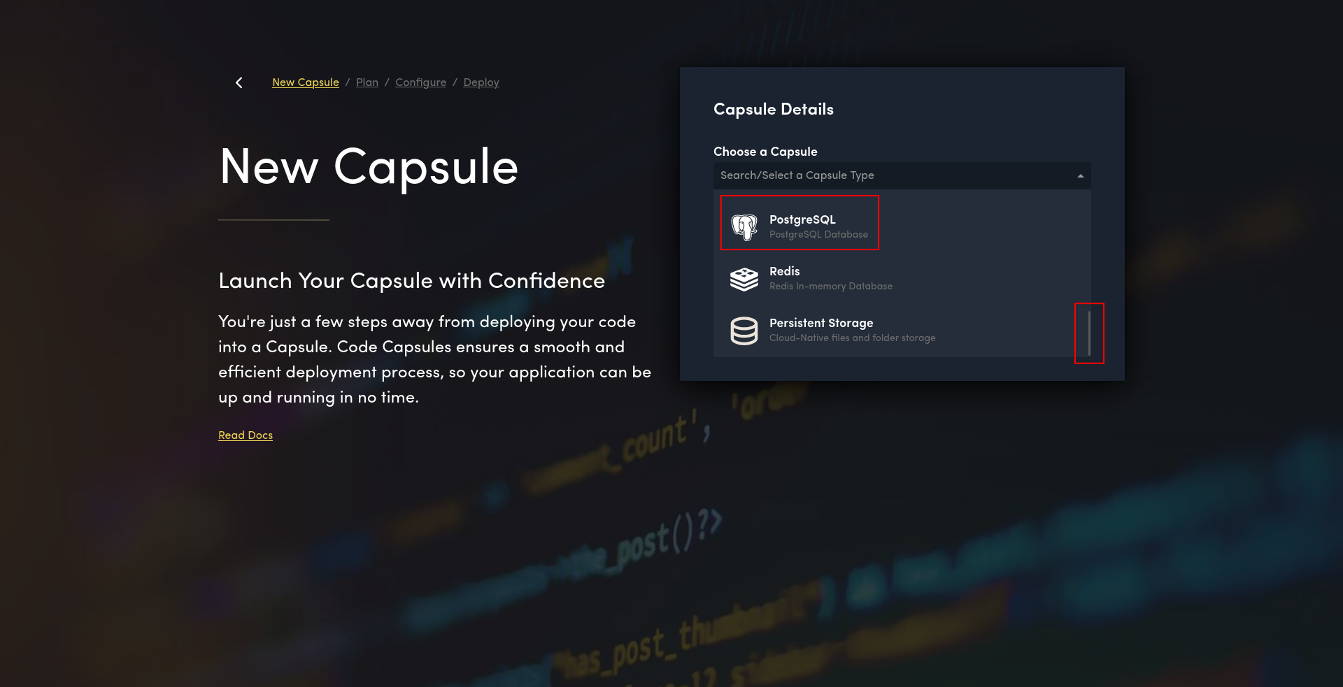 Code Capsules new capsule scrolled
