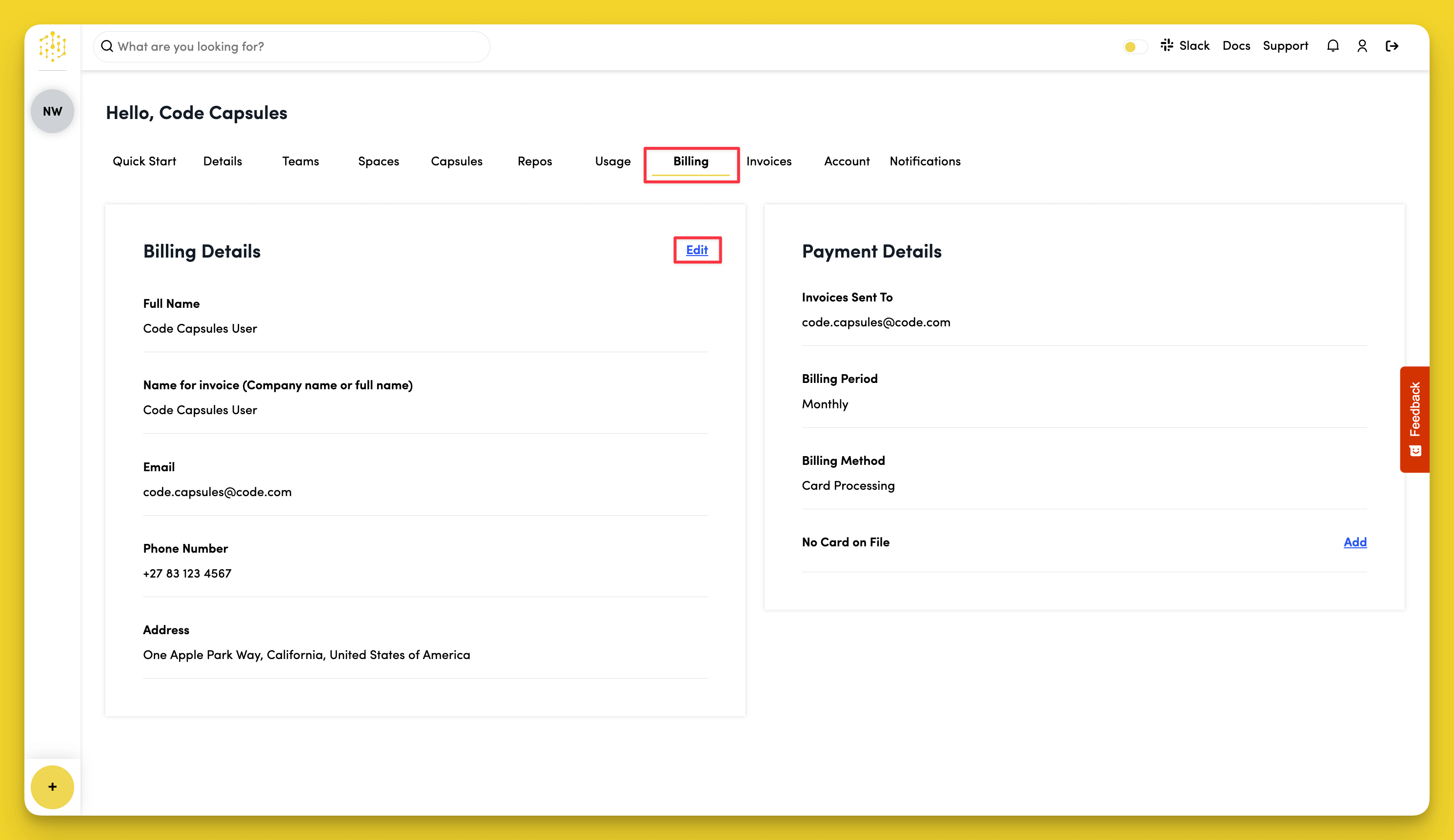 Edit Billing Details