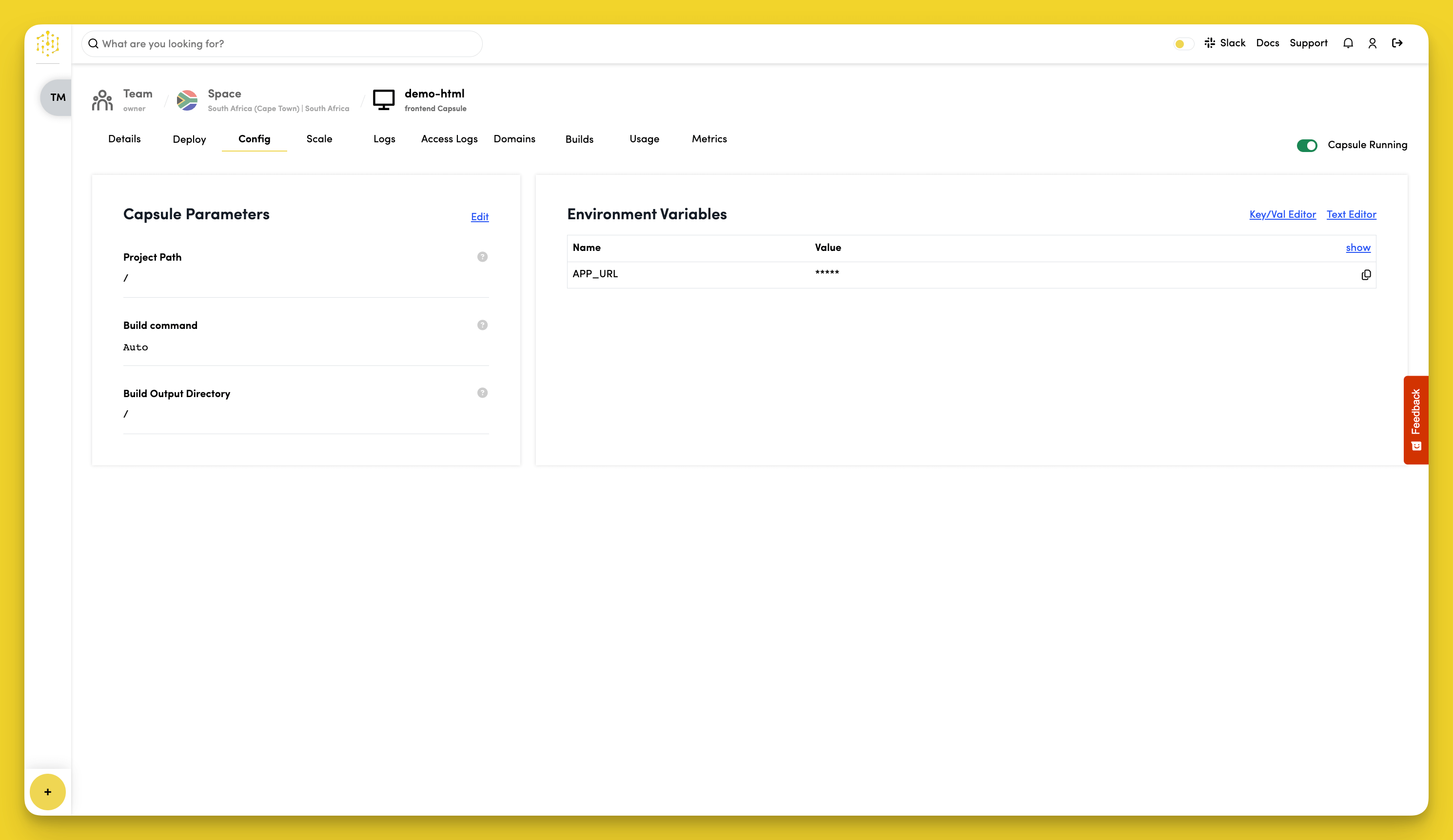 Configure Frontend Capsule