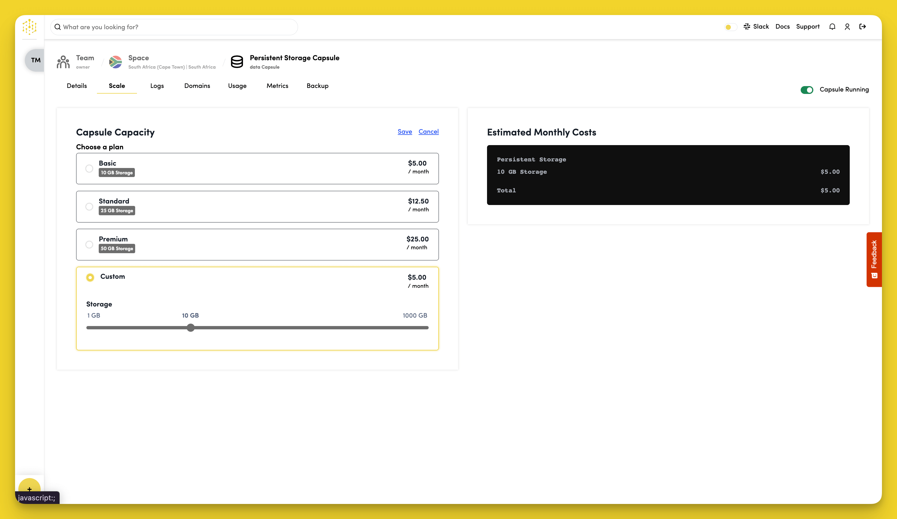 Configure Capsule Capacity
