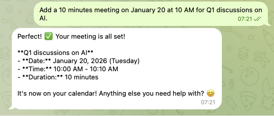 The calendar assistant you'll build in this tutorial