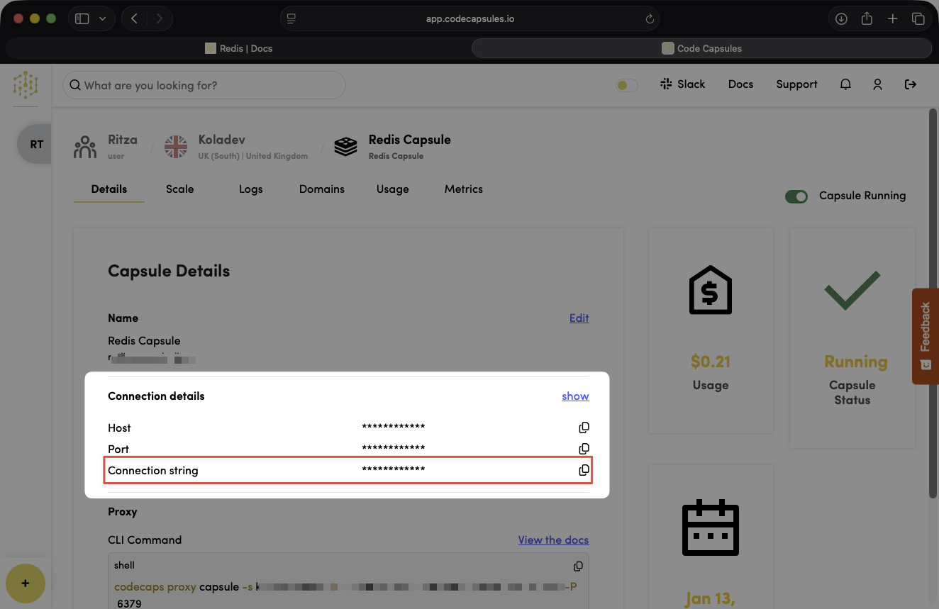 Telegram Agent Redis Connection String