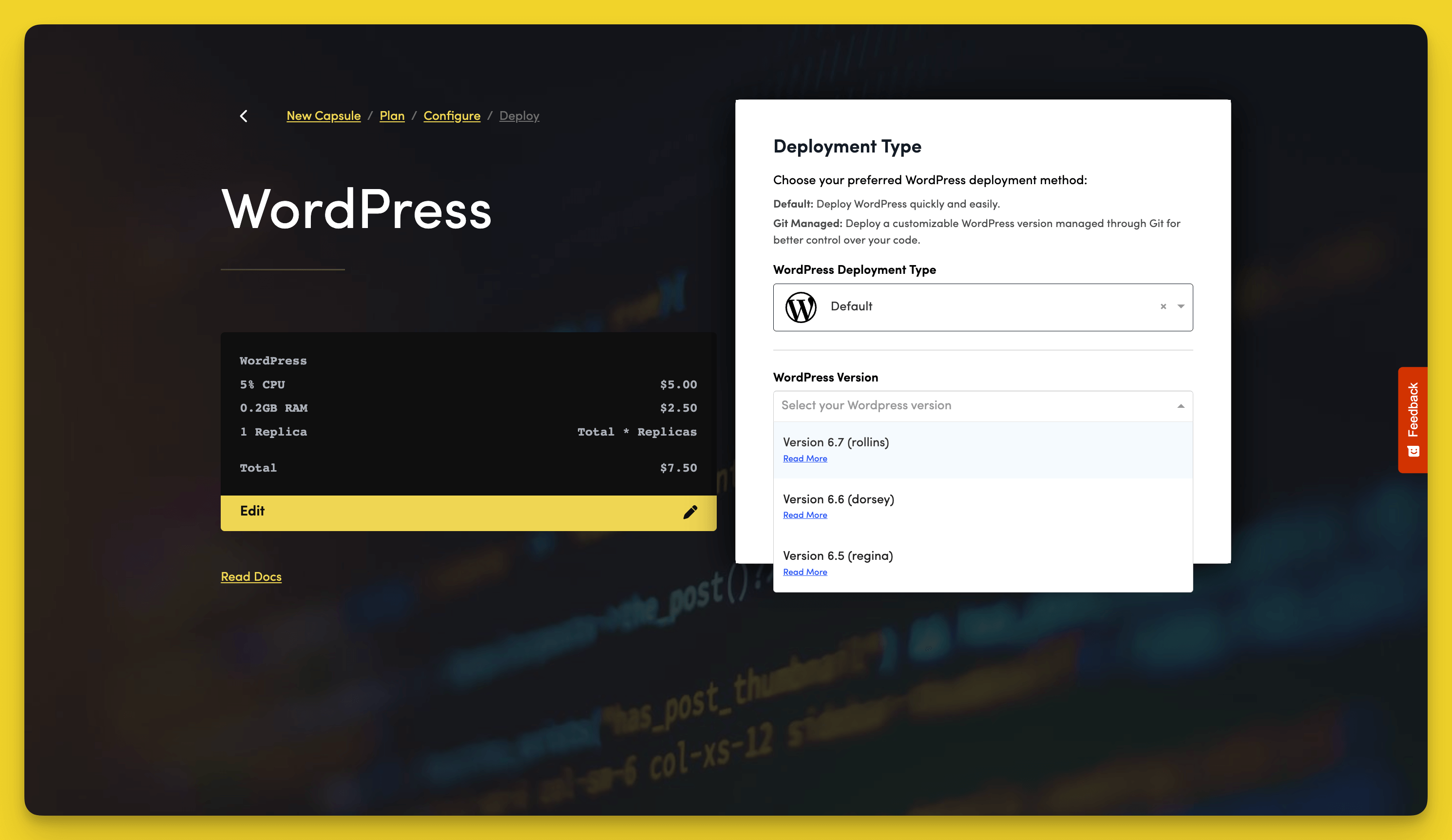 Choose Wordpress Version