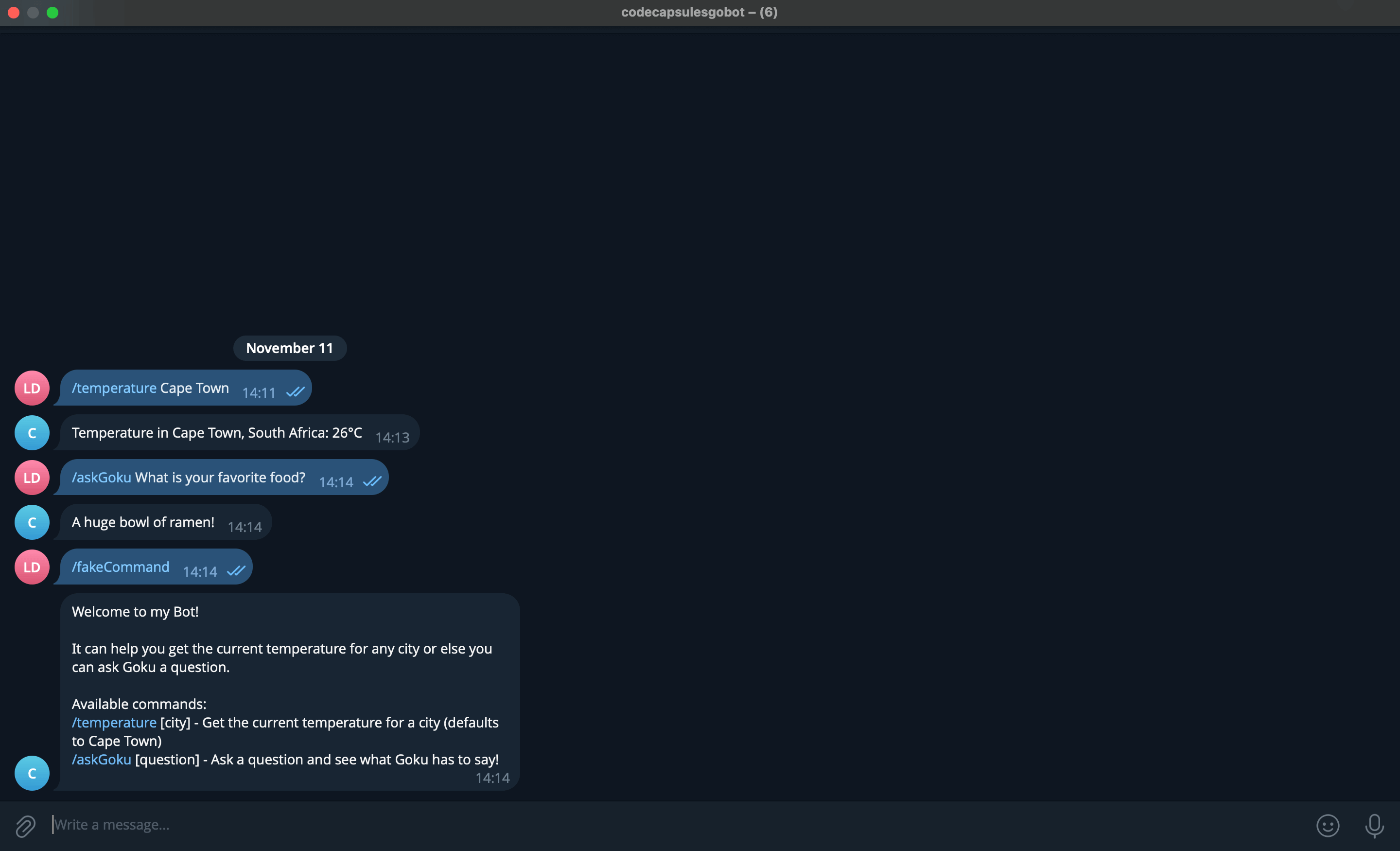 Working Telegram Bot
